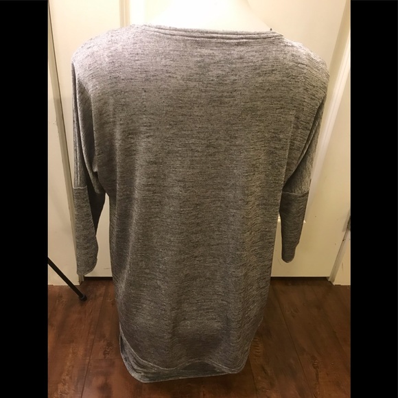 Joseph Ribkoff Silver/Grey V-Neckline Stretchy Tunic Top with 3/4 sleeves - Picture 2 of 10